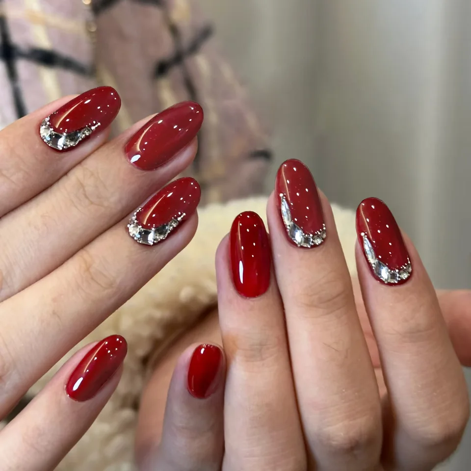 

10 PCS Phototherapy Handmade Gradient Peach Blossom Wearing Armor Butterfly Love Flower Dream Fake Nail