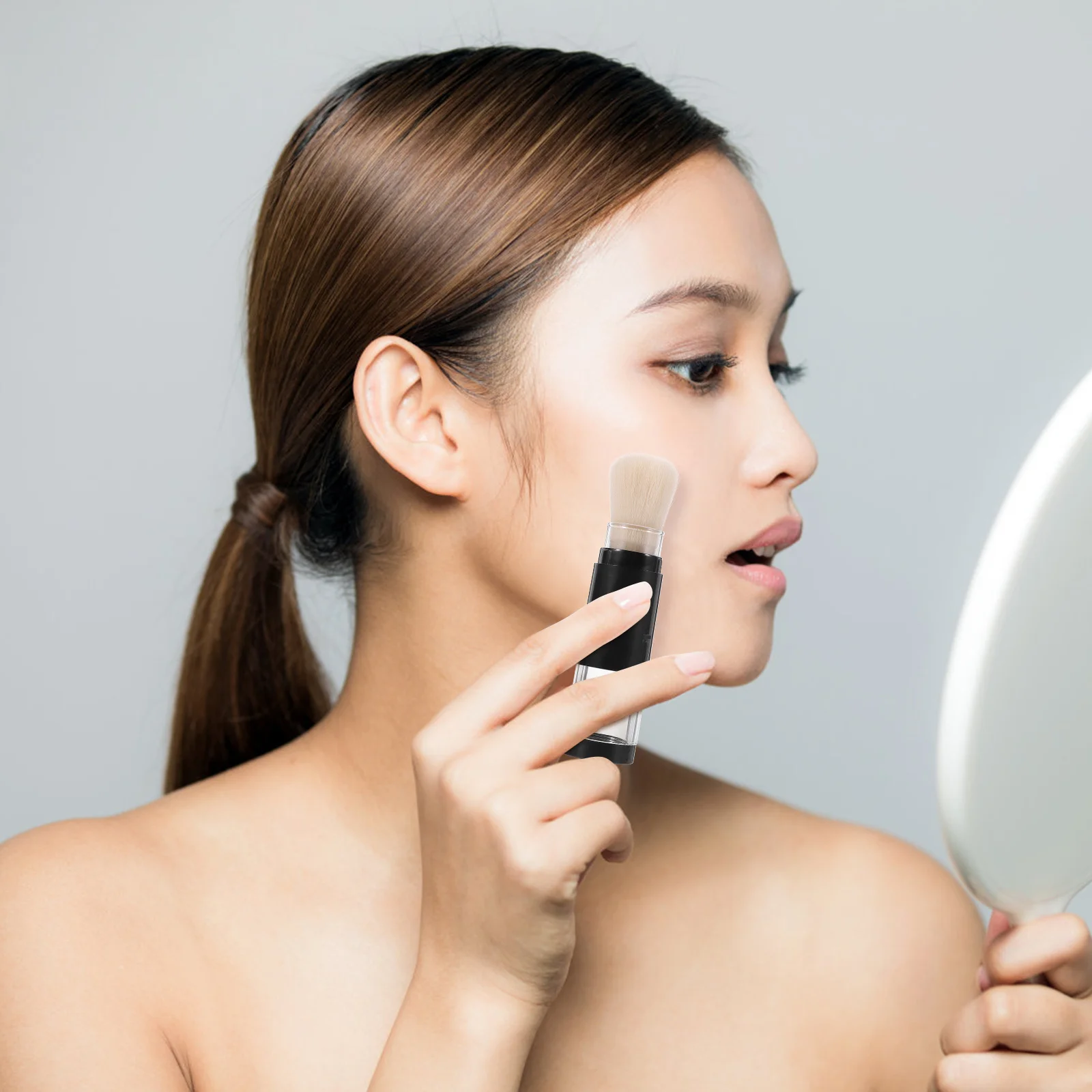 Travel Makeup Brush Refillable Powder Tool for Loose Foundation Blush Highlighter Portable Face Dense Beauty Supplies