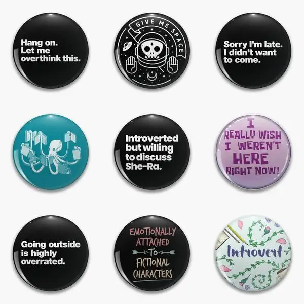 Introvert Hang On Let Me Overthink This Give Space Sorry Late Didn To Soft Button Pin Customizable Lover Metal Funny Jewelry