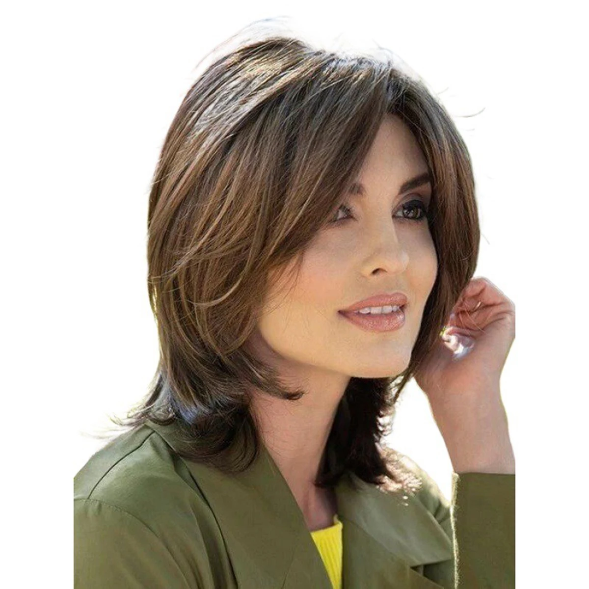 

Women's Lightweight Synthetic Wigs Short/Long Straight Curtain Bangs Middle Part Brown Heat-Resistant for Daily Use