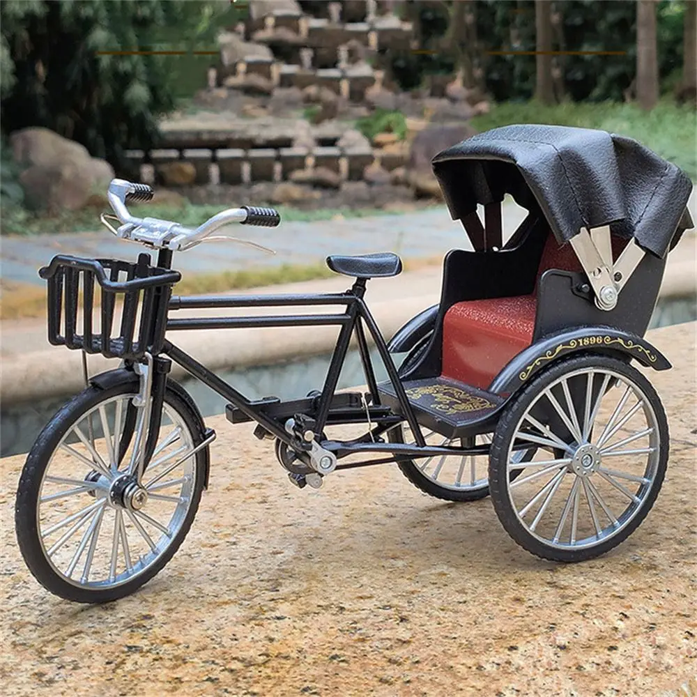 Vintage Classic Tricycle Model Metal Diecast Miniature Model Simulation Tricycle Alloy Model Handicraft Bike Miniature Model