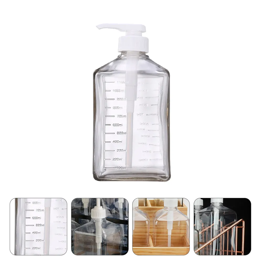 Botella de vidrio con tapón a presión, diseño transparente con escala, gran capacidad, plástico PP ecológico para miel, aceite de oliva, jarabe de arce, café, 1 unidad