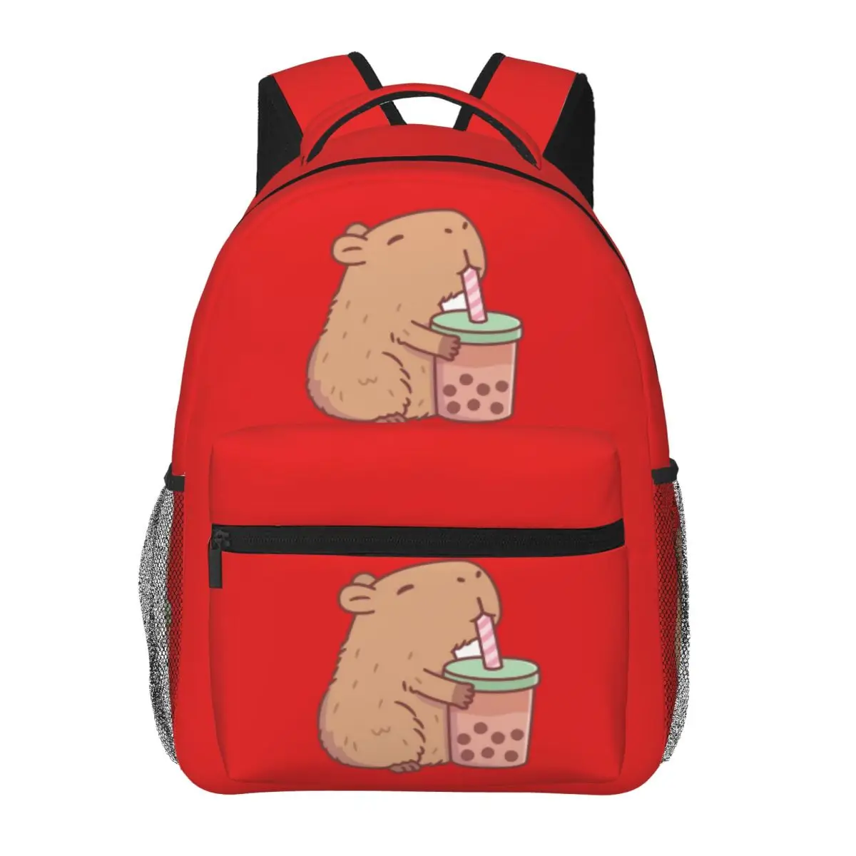 Capybara Print Mochilas para meninos e meninas, bonito Bookbag para crianças, mochilas escolares, mochila para laptop, bolsa de ombro, linda bolha Tea Print