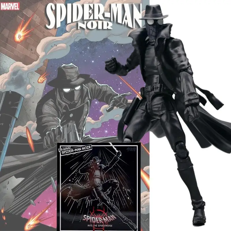 

6.3-Inch Spider-Man Nior Action Doll Black Trench Coat Collection Model Parallel Universe Miles Morales Transformation Doll Toys