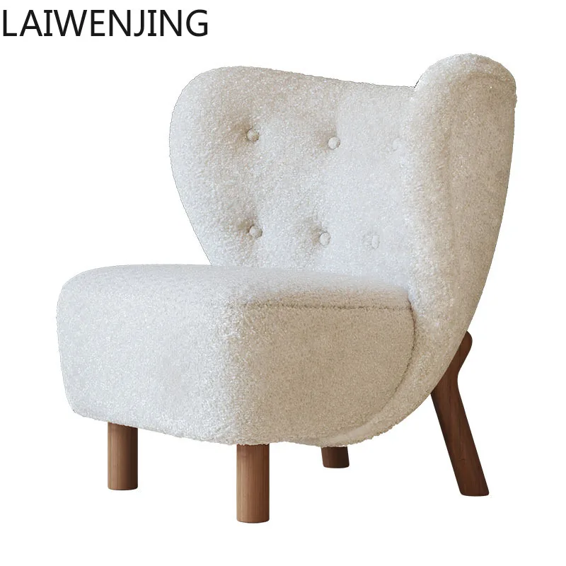 

MJY Nordic lamb plush single sofa solid wood leisure recliner