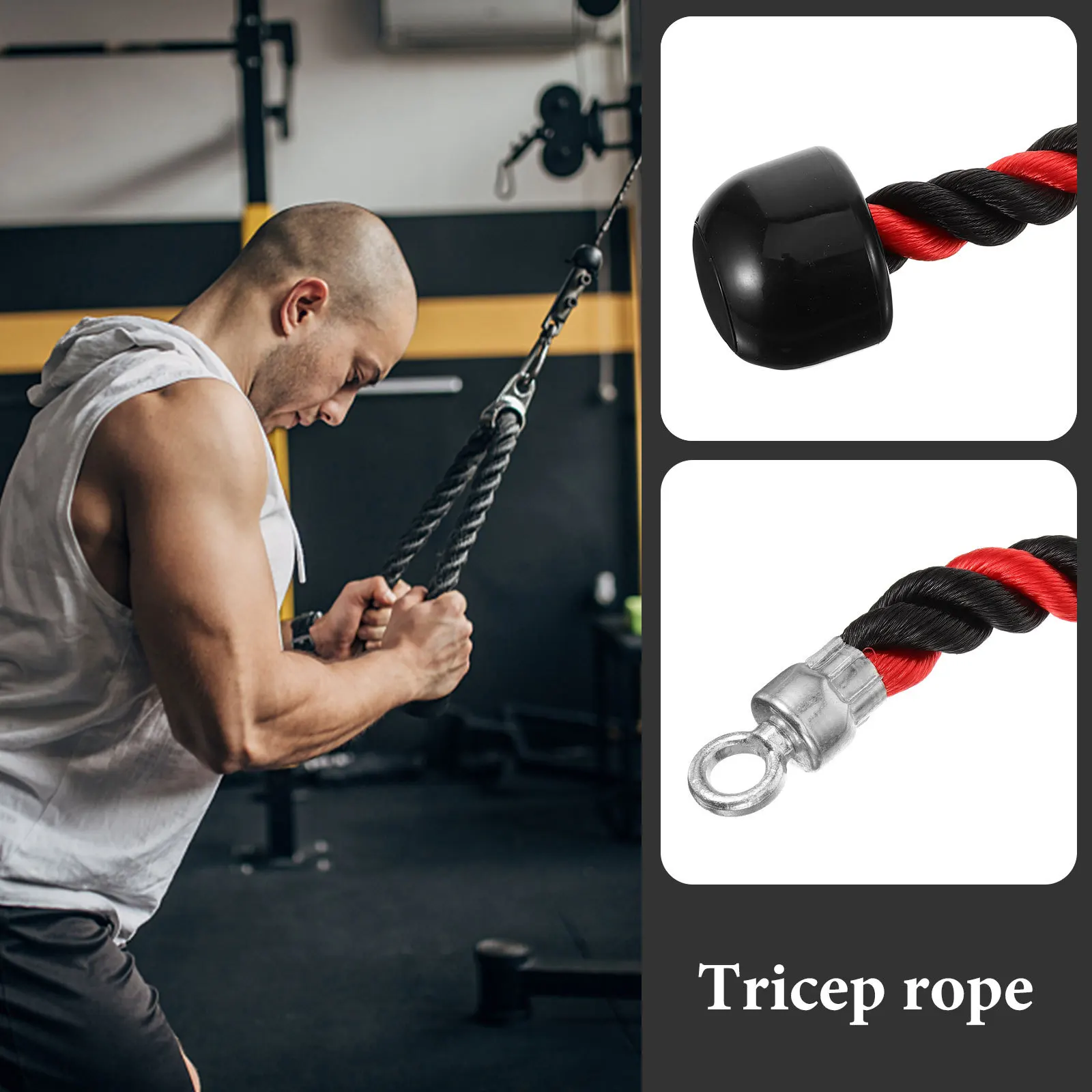

Braided Nylon Tricep Rope Cable Attachment Gym Pull Down Rope for Triceps and Biceps Strength Training Fitness Tool