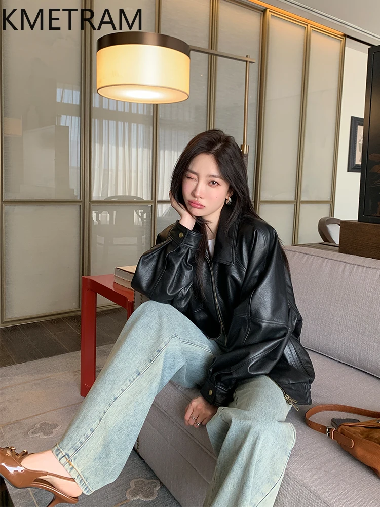 100 % Oberschicht-Schaffelljacke für Damen, schwarz, lockere Echtlederjacken, neu in Oberbekleidung, Herbstkleidung, 2025 Damen Diegoка