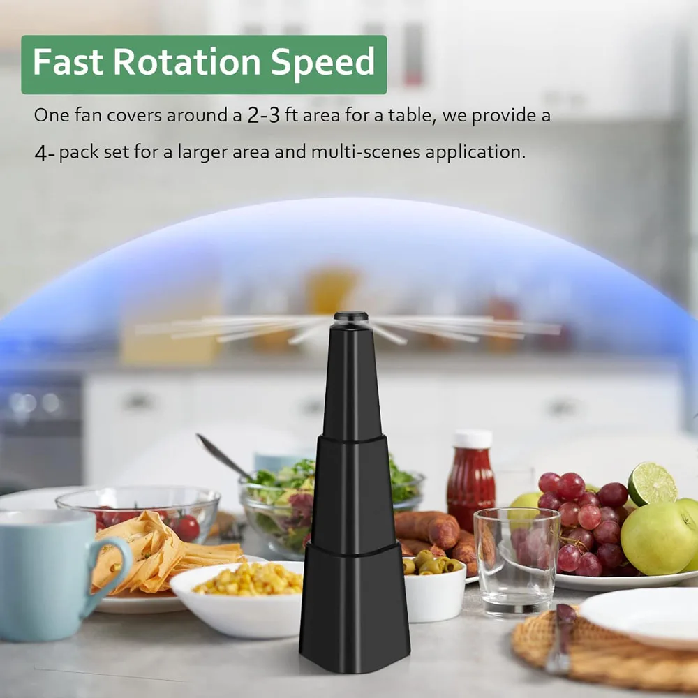 Bug Fans with Holographic Blades, Fly Fans for Tables, Keep Flies Away from Picnic, BBQ, Restaurant, Party, Indoor and Outdoor