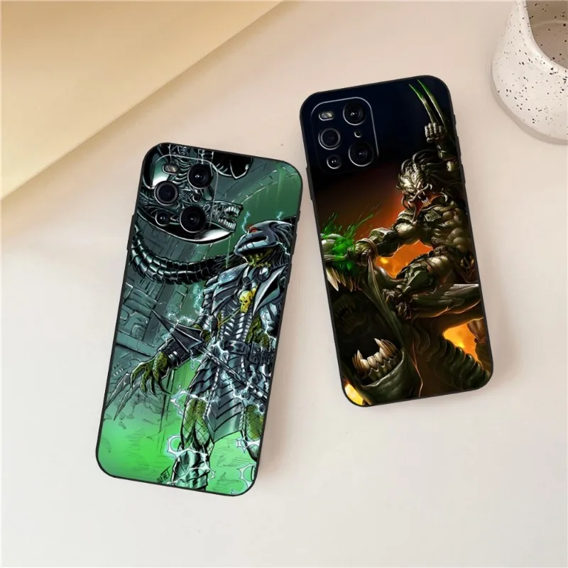 Чехол Alien Predator чехол для телефона 2023 для OPPO Find X3Pro X5Pro X3Neo RENO6 7 ProPlus A16 A54 A57 K9 A74 A93 A94, черный