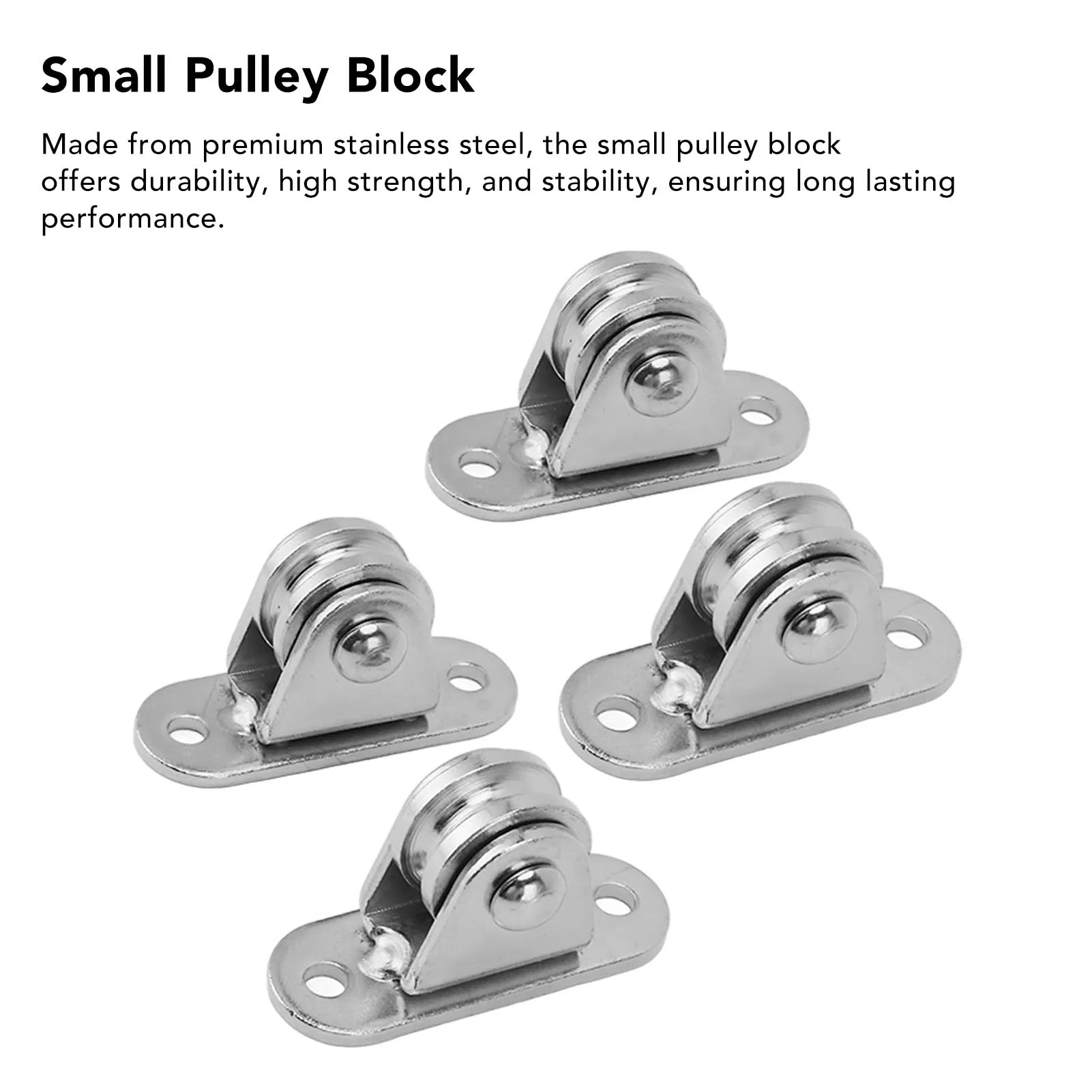 2pcs/4pcs Small Pulley Block Stainless Steel Silent Pulley Roller Wall Mounted Fixed Pulley for Wire Rope Rail Sliding Gate