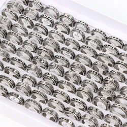 20Pcs/Lot Fashion Anxiety Figet Rotatable Spinner Stainless Steel Rings for Women Men Anti Stress Jewelry Party Gifts Mix Style