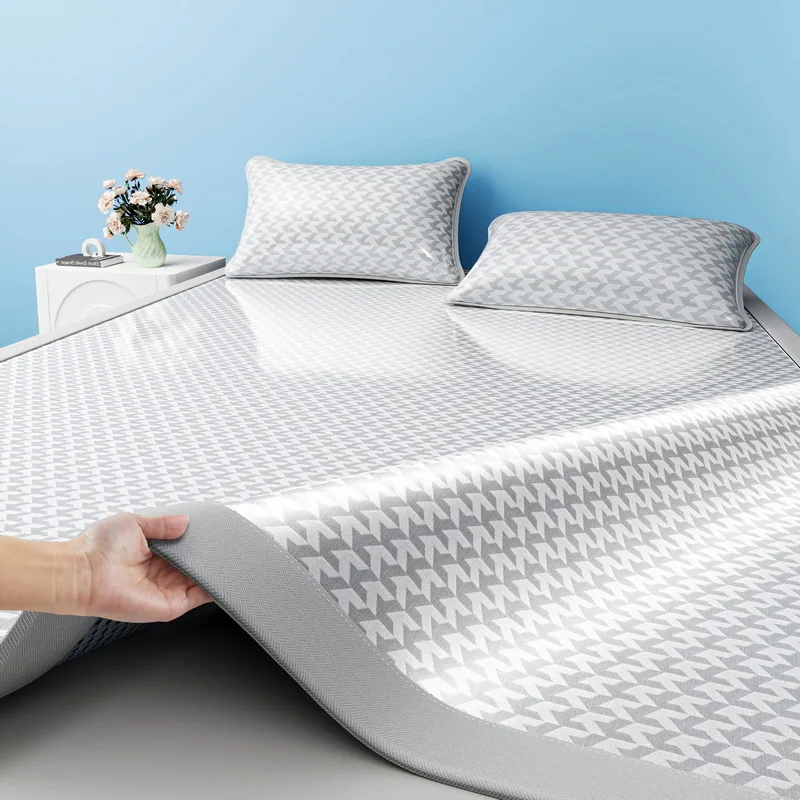 Ice Silk Cooling Mat Three-Piece Set Summer Home Use Foldable Air Conditioner Mat Student Dormitory Single Person Mat