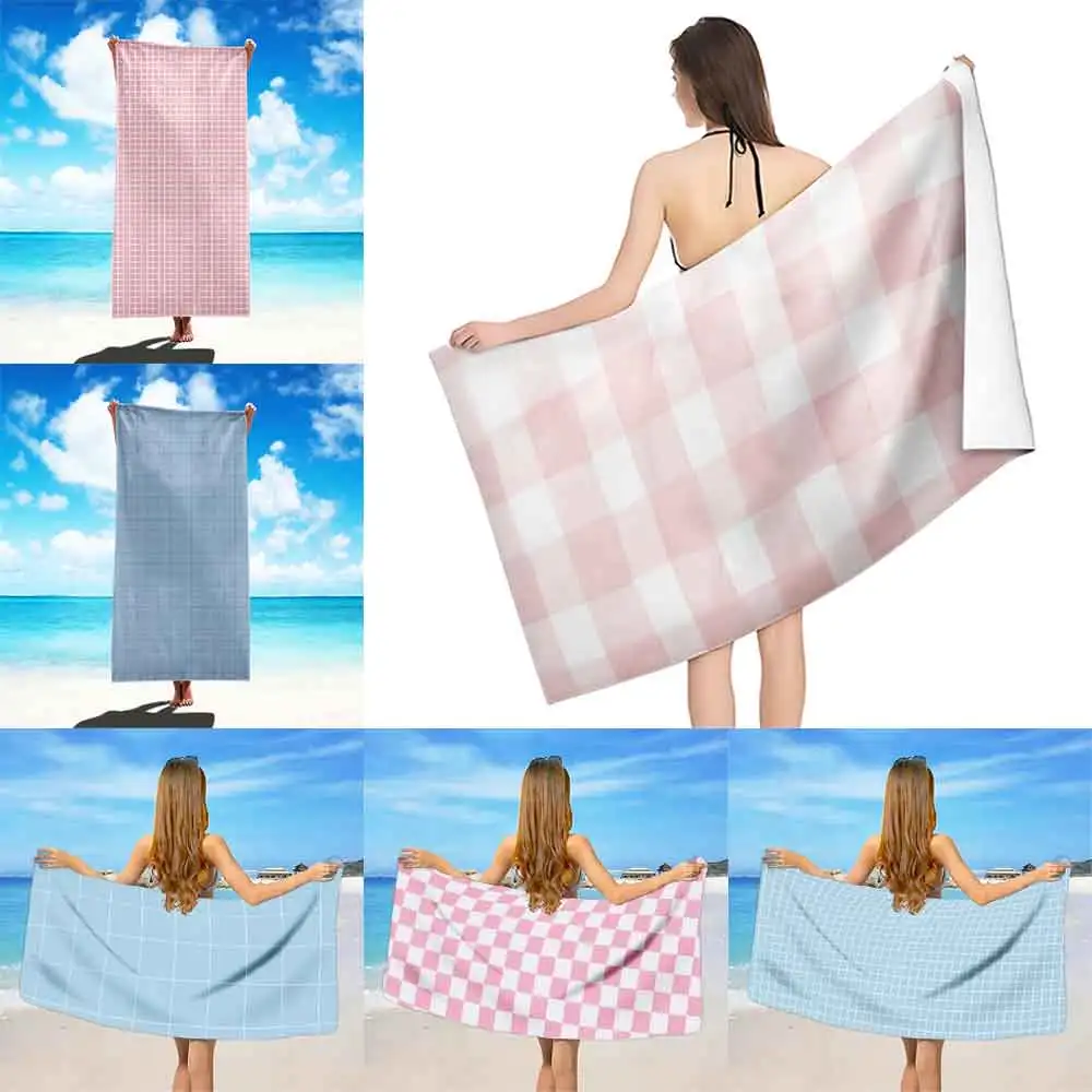 Lattice Pattern Beach Towel Microfiber Sand Free Quick Dry Soft Sandproof Pool Towels Gift for Women Travel Gym Shower Camping