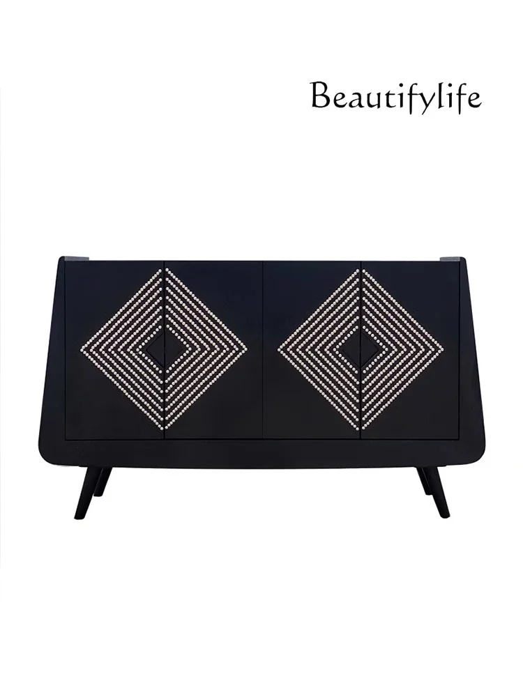 

Simple, modern, creative metal splicing, dining side storage, new real shot double door rivet storage