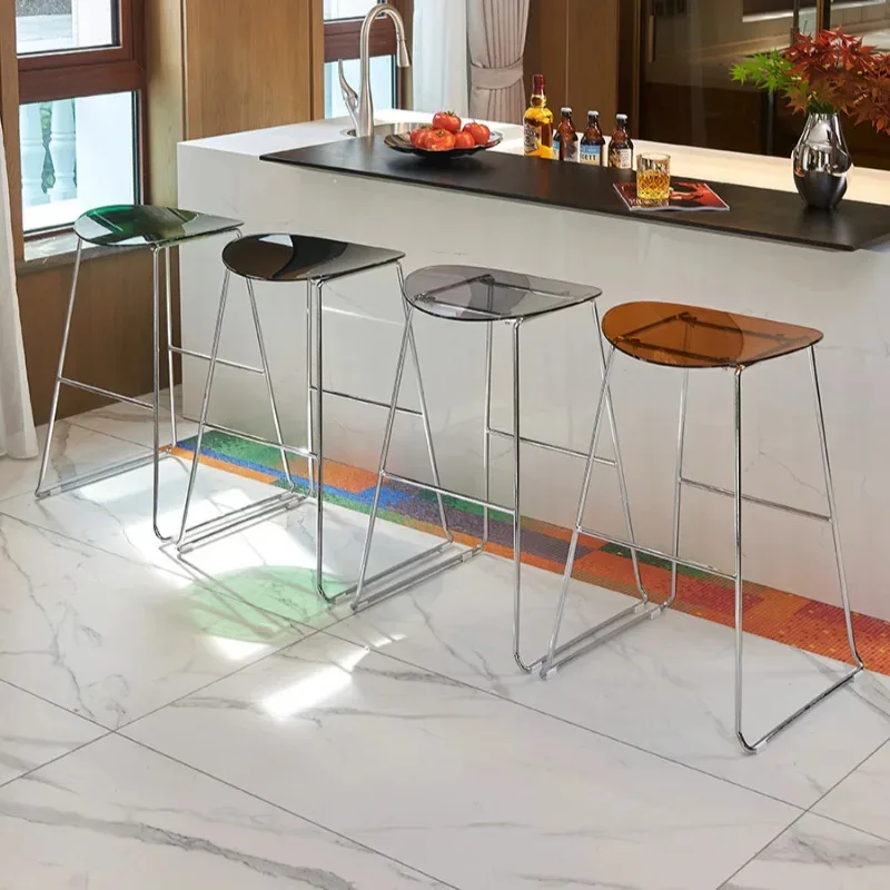 

Nordic Creative Bar Chairs Acrylic Transparent Designer Minimalist Bar Stools Ultralight Apartment Sillas De Bar Home Furniture