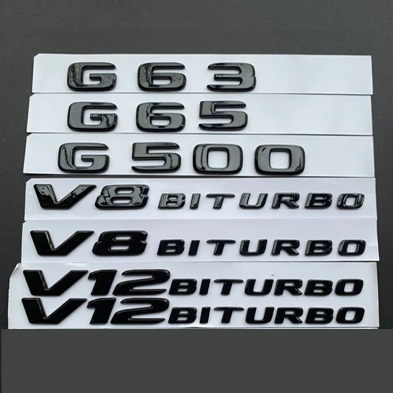 

New ABS 3D Flat Bright Black Car Emblem Badge Logo Sticker G63 G65 G500 G550 G800 V8 V12BITURBO For Mercedes Benz Auto Decal