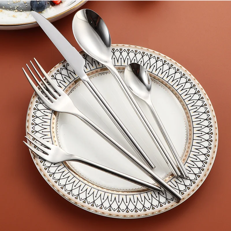 1/4/5/16/20Pcs 304 Stainless Steel Knife Fork Spoon Set, Elegant Table Setting for Western Dining, Housewarming & Holiday Gifts