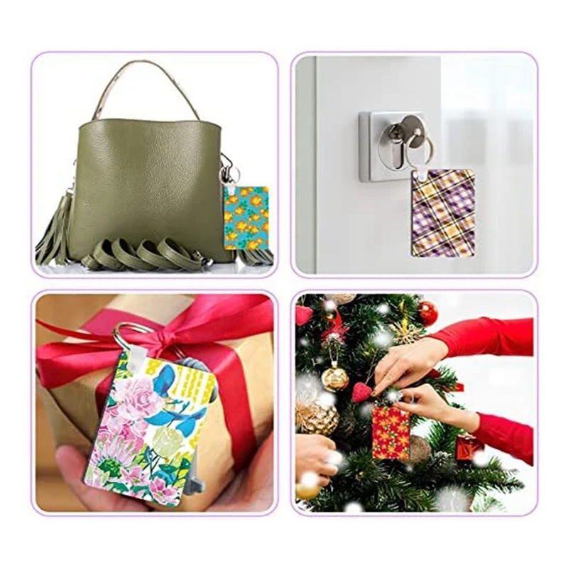 50 Pieces White MDF Rectangle Sublimation Blanks Keychain Blank MDF Board Key Rings Blanks