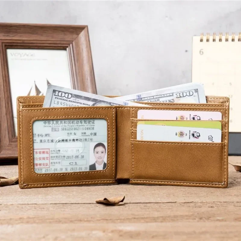 複数のカードスロットを備えたスリムなメンズ財布 PUレザー プレミアム製品財布 男性用ショート財布