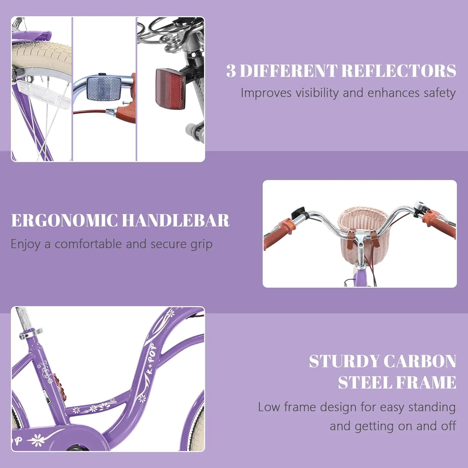 Meisjesfietsen voor kinderen van 8 tot 12 jaar, 20 inch kinderfiets voor jongen en meisje met standaard, retro kinderfietsen met mand, Bea