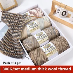 300g/set Segmental Dyeing Wool Yarn for Crochet Diy Scarf Hats Dolls Sweater Hand Knitting Gradient Woolen Thread Warm Fluffy