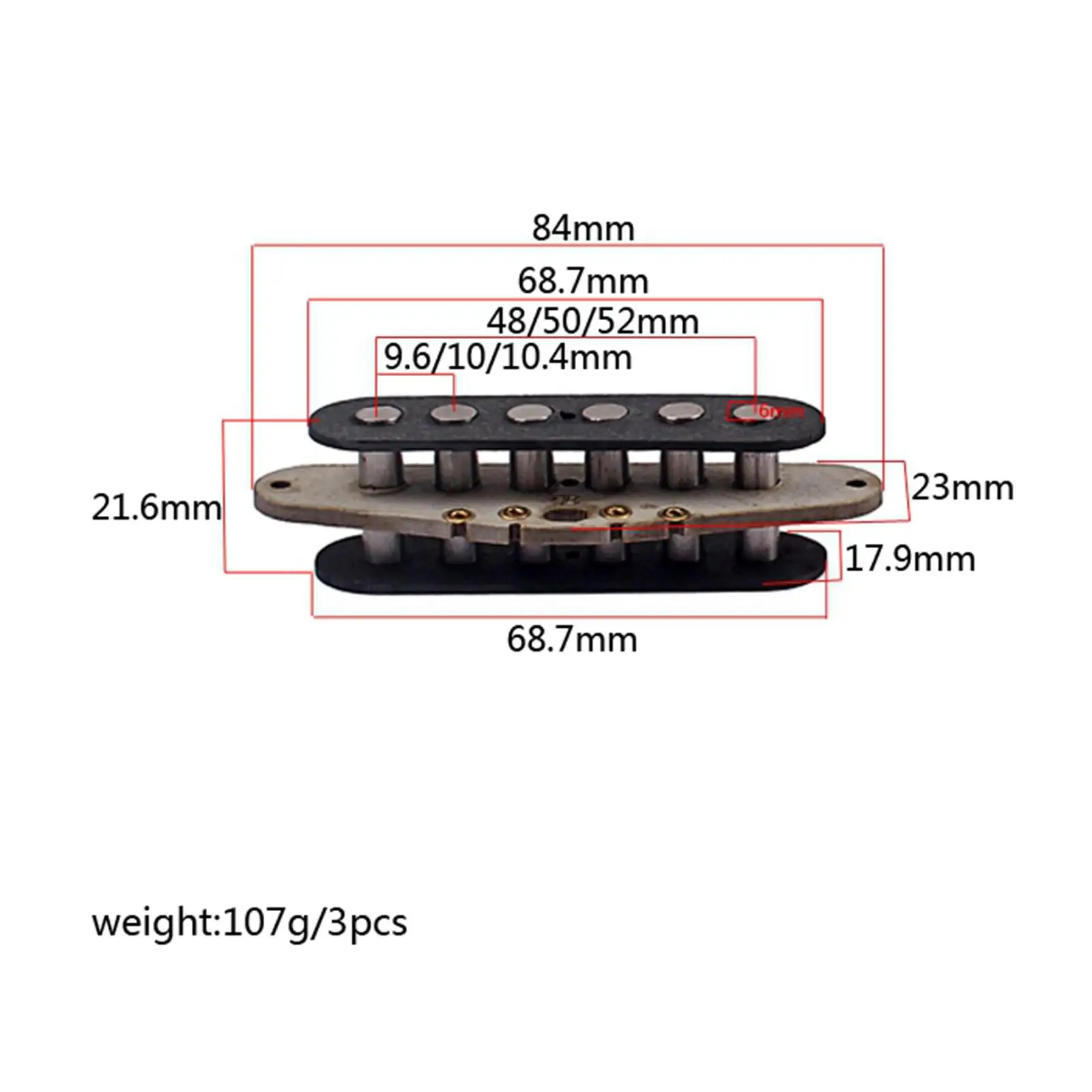 Pack of 3 Neck Middle Bridage Pickup Set for ST Guitar Replacement Parts