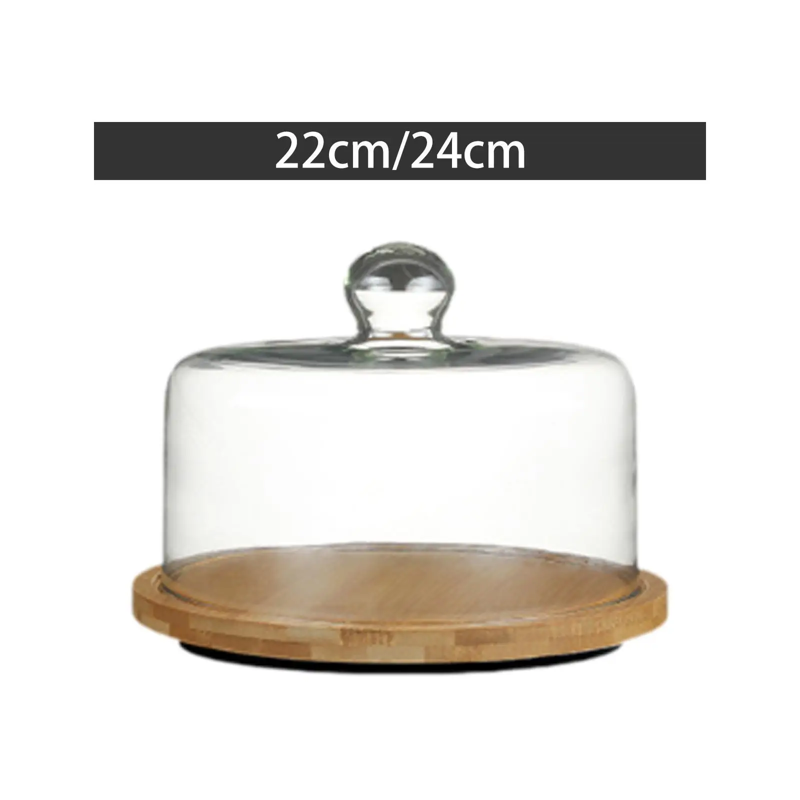 Wooden Cake Stand with Dome Cupcake Holder Dust Dustproof Cutting Board Table Centerpiece Dessert Tray Serving Tray for Holiday