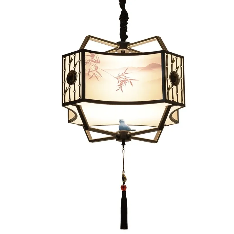 New Chinese pendant lamp dining room light led lamp bedroom modern simple creative Bird Iron restaurant Chandelier light lantern