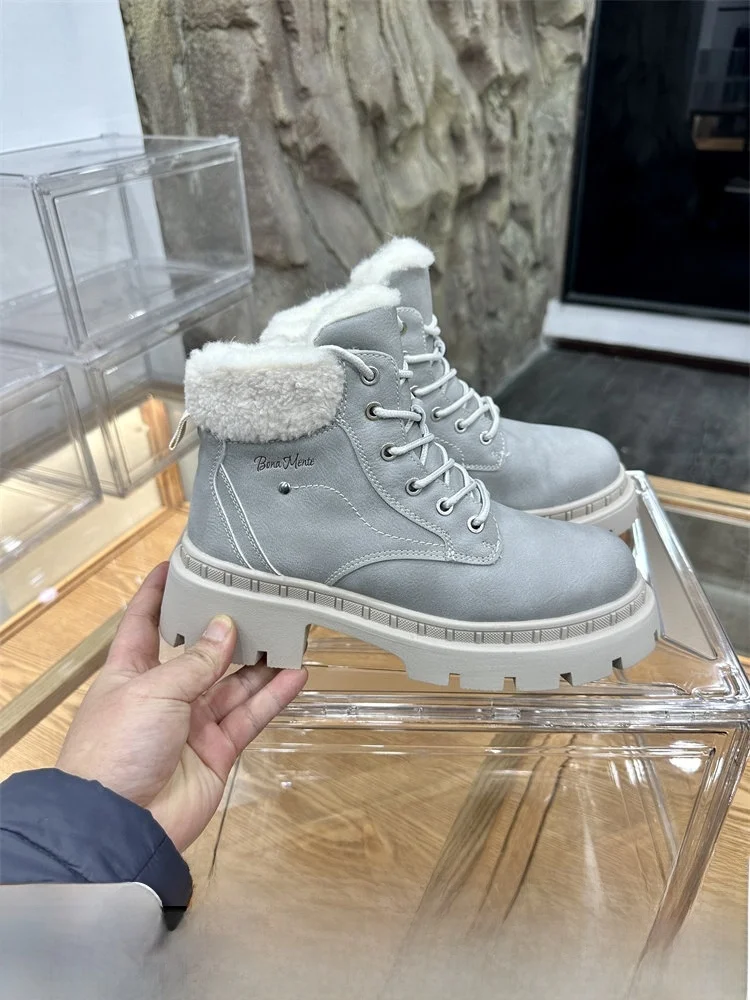 

Winterproof Ladies Boots Snow Boots Cold Resistant Casual ort Tube Mixed Material Youth Winter Warm Thi Heel