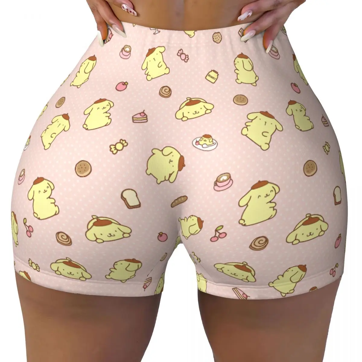 

Cartoon Pompompurin Workout Shorts for Women Scrunch Butt Lifting Push Up Tummy Control Gym Yoga Booty Running Short Pants