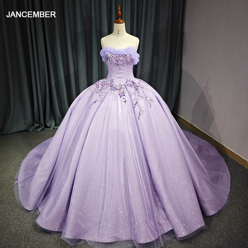 Jancember Popular Design First-rate Quinceanera Dresses 2024 Sleeveless Lace Strapless Vestidos De 15 Años DY6753