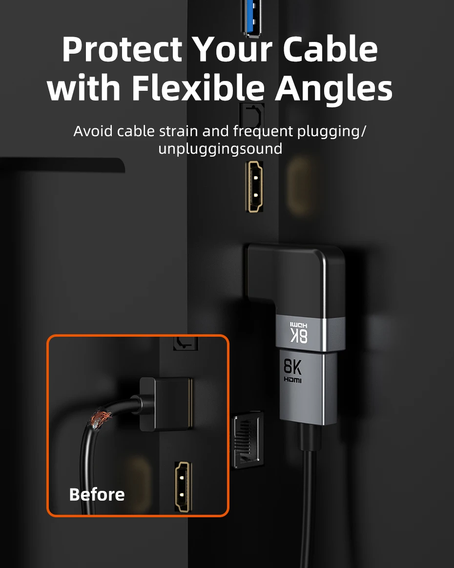 CABLETIME 8K HDMI Adapter Stecker auf Buchse Konverter Adapter UHD2.1 Unterstützung 8K HDMI 2.1 4K 120Hz 48Gbps für HDTV Laptop PS5 – Detail 11