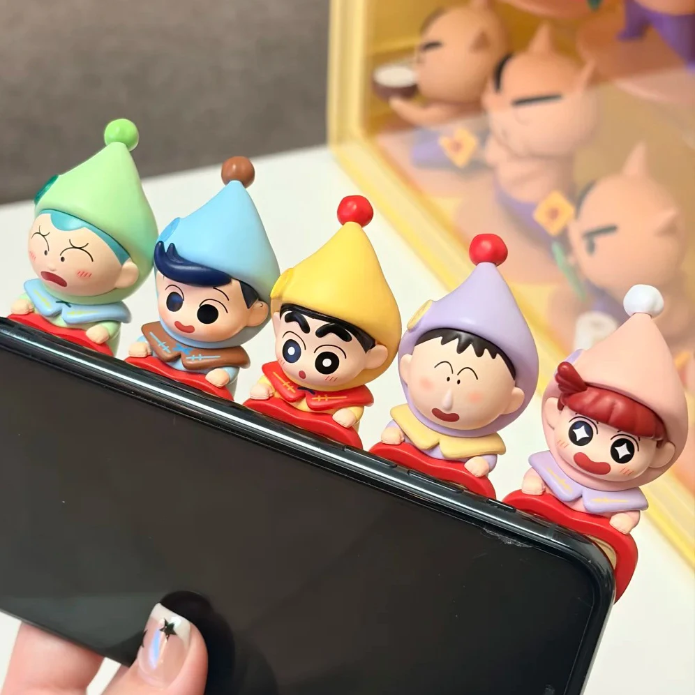 Genuine Crayon Shinchan Dwarf Fairy Tale Keycaps And Sticker Series Blind Box Apple Go Away Anime Keyboard Ornament Cute Trendy