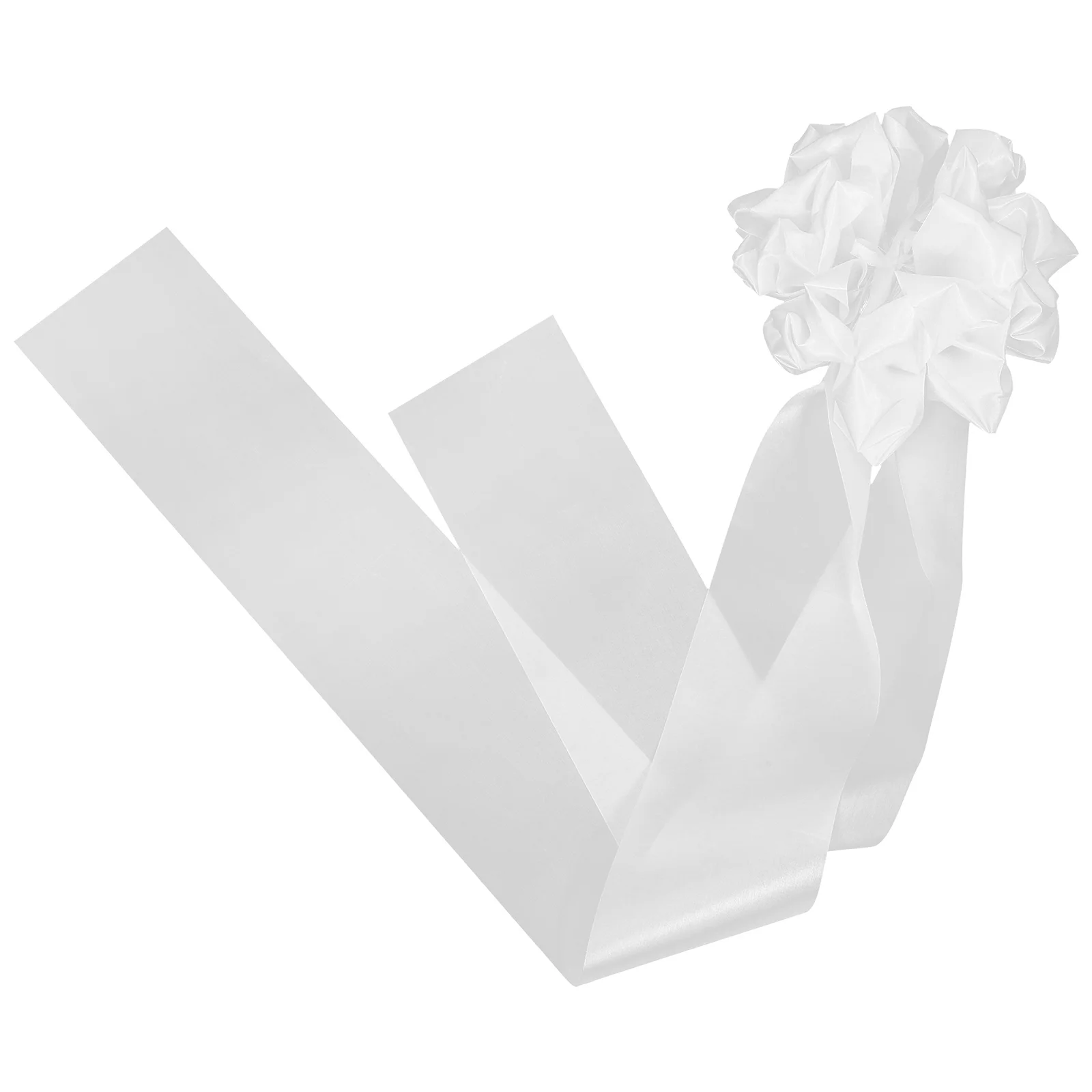 

Oversized White Flower Ball Wedding Car Decoration Elegant Satin Ribbons Tulle Fabric Rolls Ribbon Bows Set Purity Theme Fabric