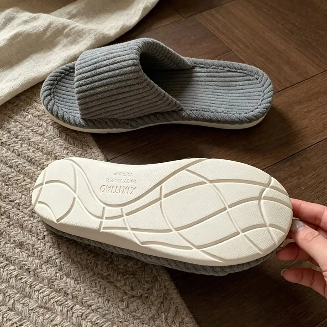 Women's Men's Autumn Winter Supportive Cotton Slippers Simple Comfortable Home Soft Soles Non-Slip Casual Soft.
