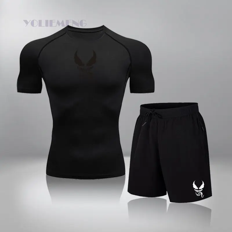 

Short-sleeved Quick-drying Clothes Summer Suit Men's Sports Quick-drying Basketball Clothes Tight T-shirt Fitness Two-piece Set
