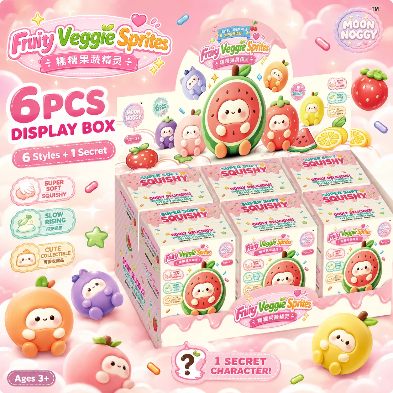 MNG002 fruit mystery blind box random slow rebound squeeze decompression toy Watermelon Peach Mangosteen Lemon Strawberry
