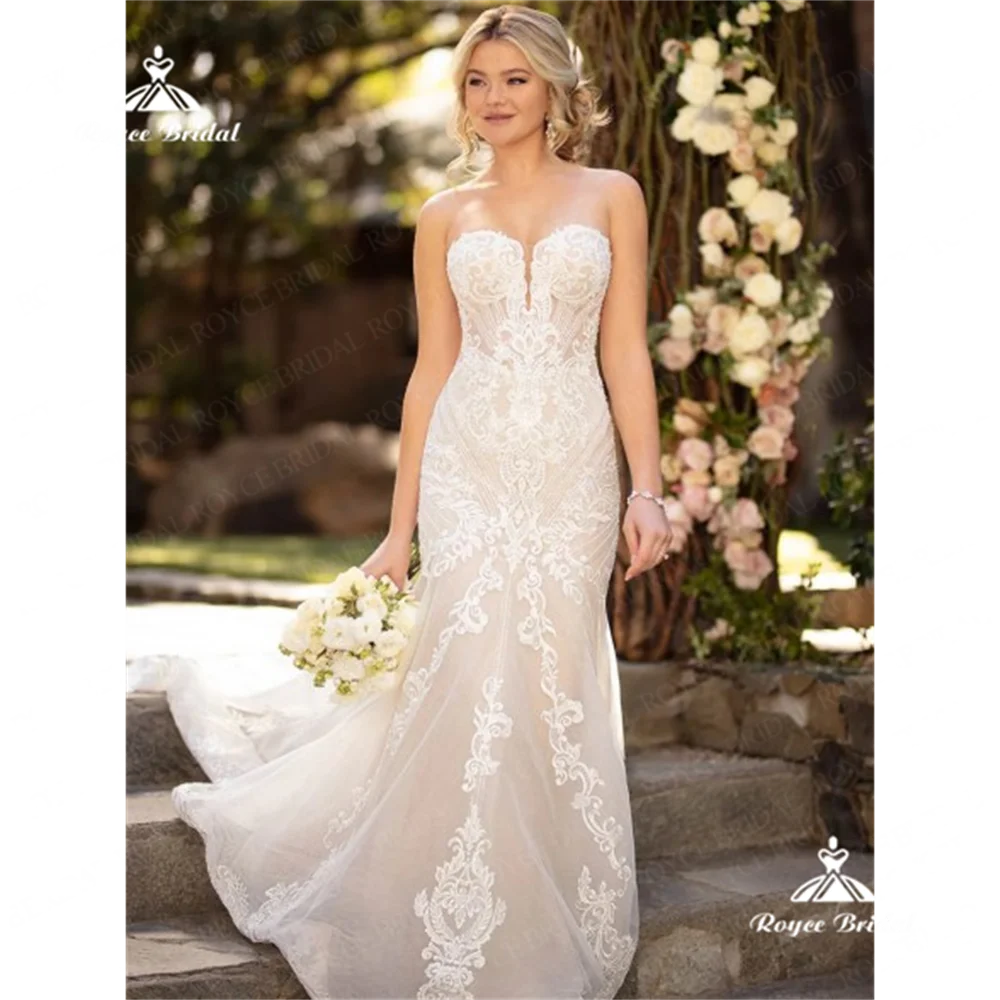 

Roycebridal Strapless Mermaid Wedding Dress 2025 Lace Court Train Wedding Gown Customizedvestido festarobes de soiréevestido de