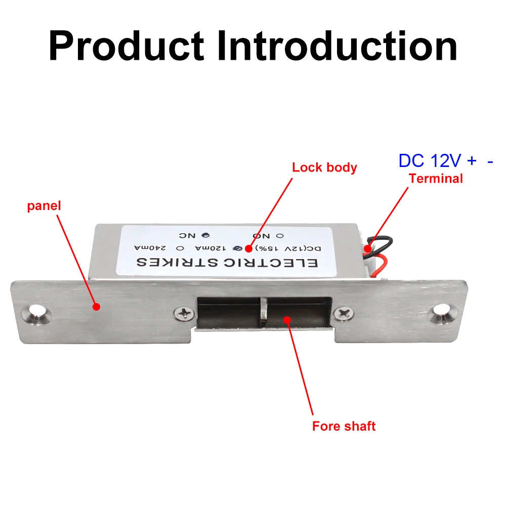 Electronic Strike Lock Access control Narrow Type Electric Door Lock for Home Office Wood Metal Door Fail Safe Fail Secure DC12V