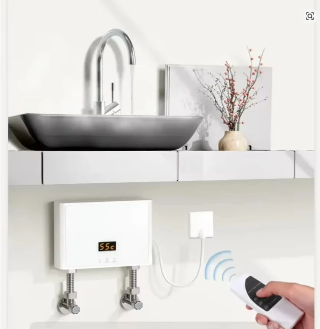 

Instant Water Heater 220V 3000W Kitchen Bathroom Wall Mounted Electric Water Heater with Temperature Display and Remote Control