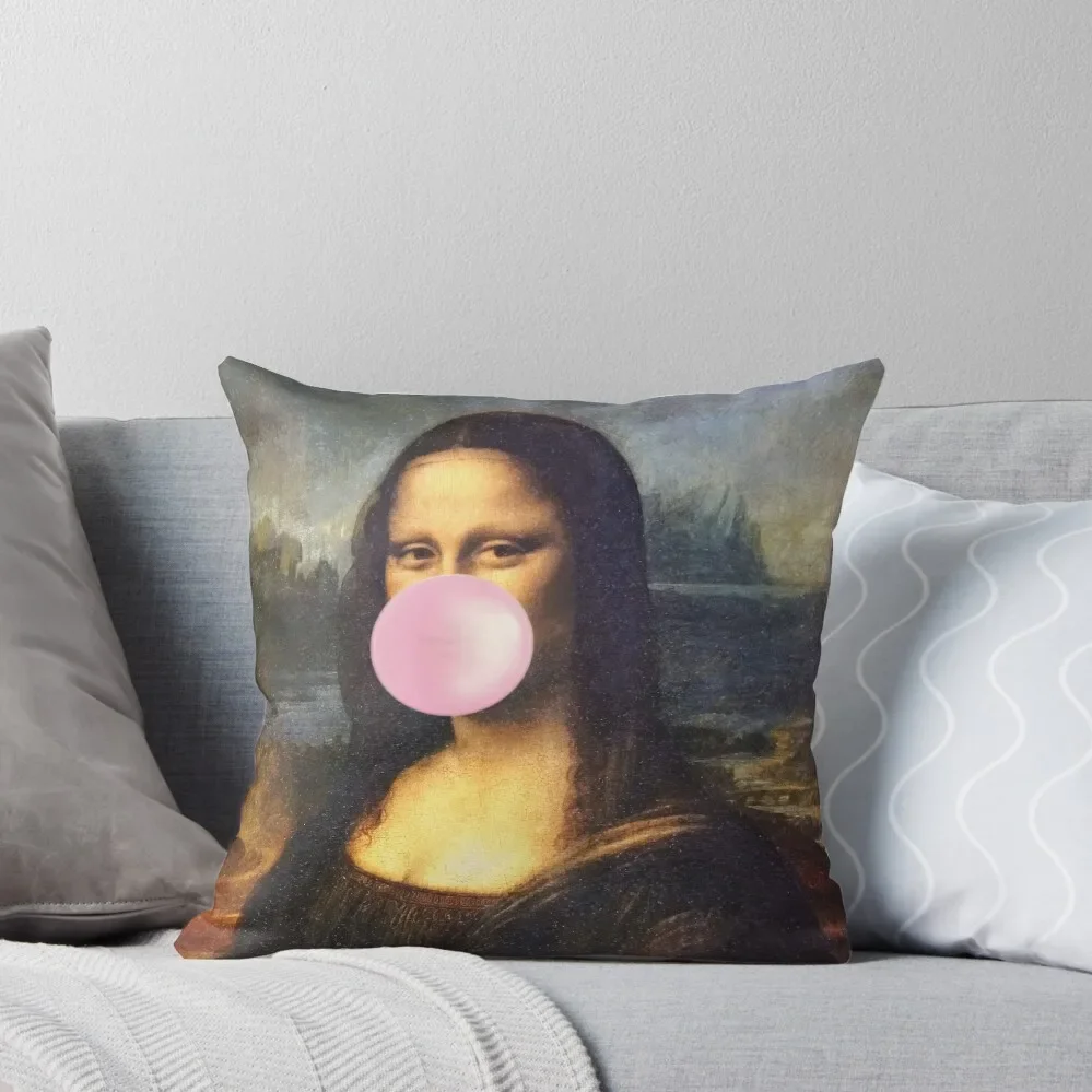 

Mona Lisa Blowing Bubblegum Throw Pillow Pillowcases Cushion Covers Sofa Sofa Cushions Cover pillow