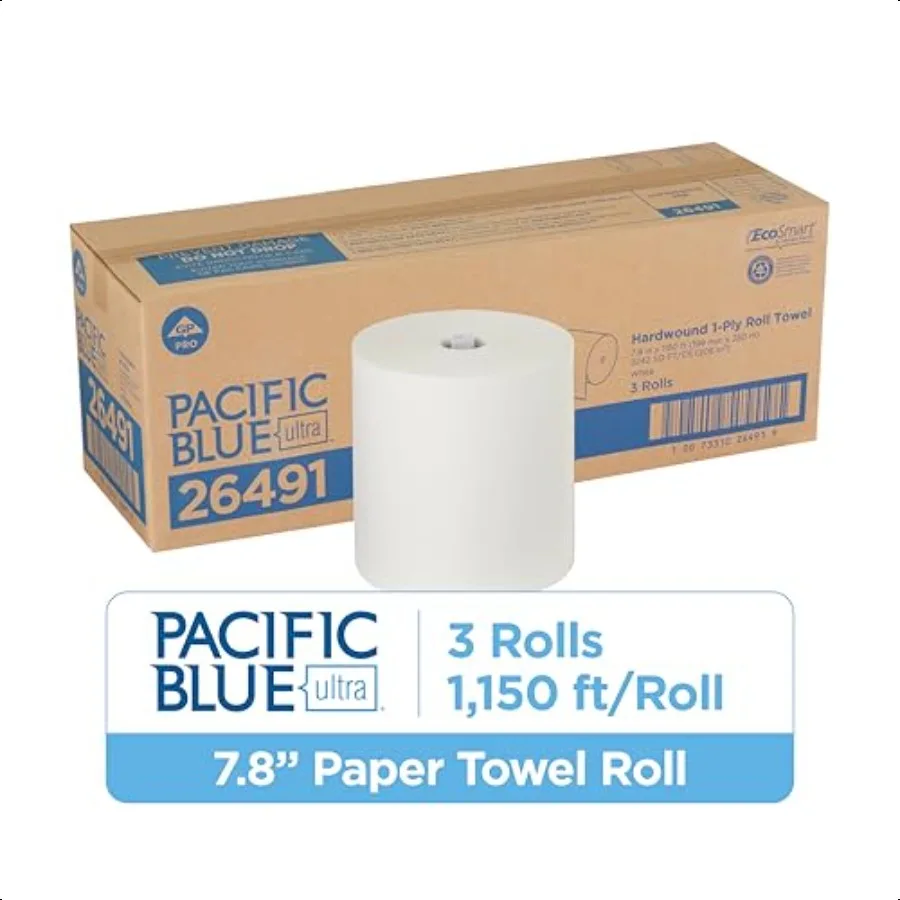 Pacific Blue Ultra 8 Rotoli di asciugamani di carta riciclata ad alta capacità di GP PRO GeorgiaPacific Bianco 26491 1 150 piedi lineari per rotolo 3