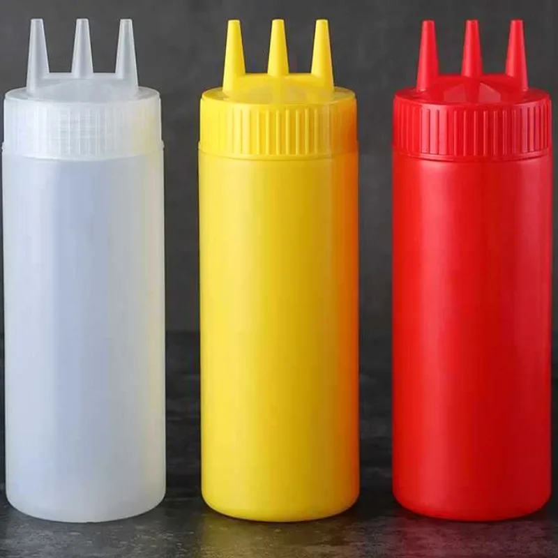 1/3x Squeeze Bottles 3 Hole Sauce Condiment Jar Salad BBQ Baking Tools Christmas Party Home Kitchen Supplies with Triple Nozzle