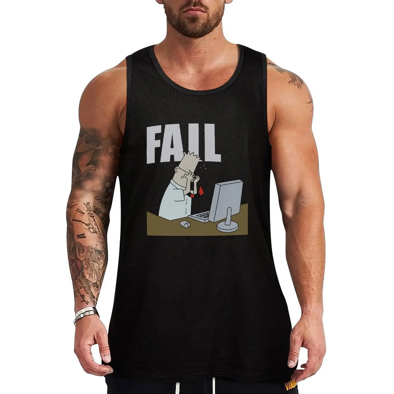 

Dilbert Mens T Shirt Fail Distraught Dilbert At Tank Top muscular man gym accessories men gym clothes man