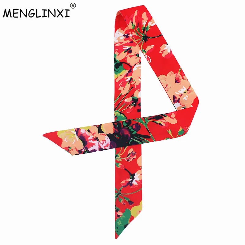 New Design Geranium Floral Scarf Women Small Silk Scarf Luxury Brand Bag Ribbons Fashion Head Scarf Hot Sale Long Scarves C11