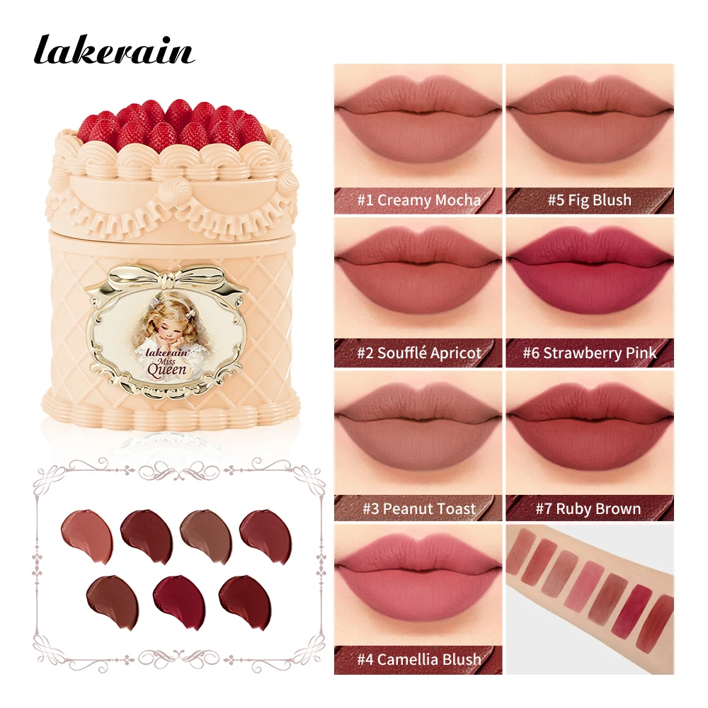 Strawberry Cake Lip Mud Matte Velvet Long Lasting Lip Cream Color Lock & Non-transferable Anti-smudge Lipstick Korean Makeup