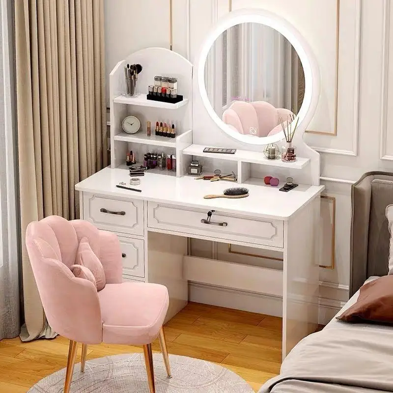 Women Stool Box Dresser Eithe White Nordic Wood Modern Living Room Dressing Table Mirror High End Schminktisch Bedroom Furniture