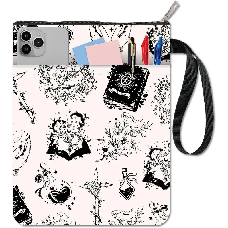 1 pc Book Sleeve with Zipper Crystal Witch Magical Bottles Waterproof Book Covers Sleeves Paperback for Graduation Halloween