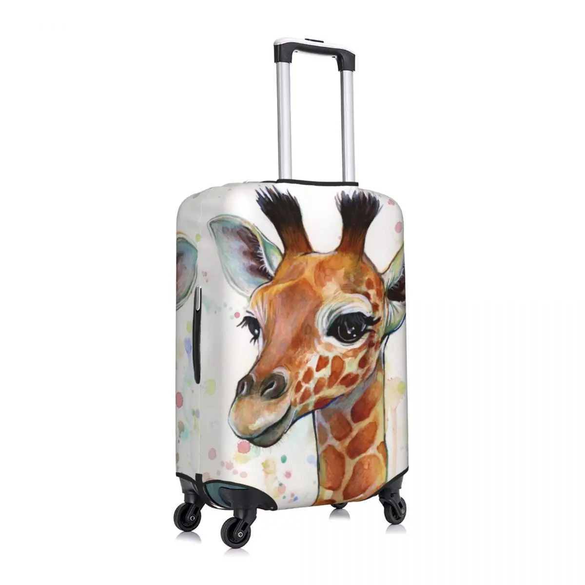 Giraffe Suitcase Cover Baby Giraffe Watercolor Painting Nursery Art Business Vacation Elastic Luggage Accesories Protector