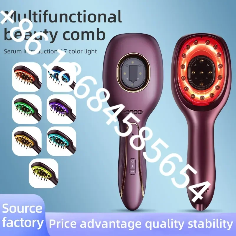 

Head Meridian Massage Comb Red Blue Light Electric Serum Introduction Essential Oil Comb Color Light Hair Care Comb Scalp